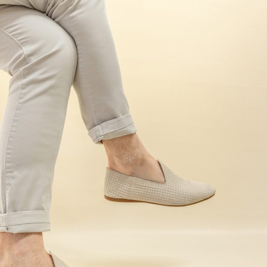 Mocassins slippers · daim tressé beige