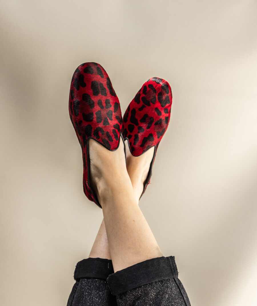 Mocassins slippers · léopard rouge