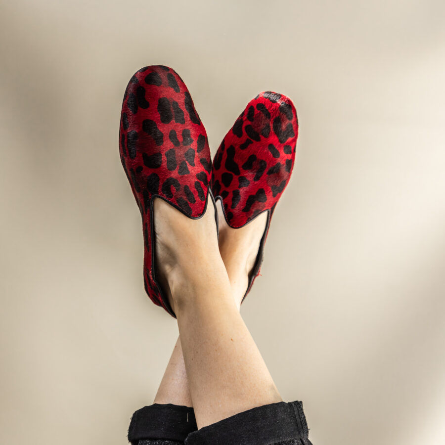 Mocassins slippers · léopard rouge