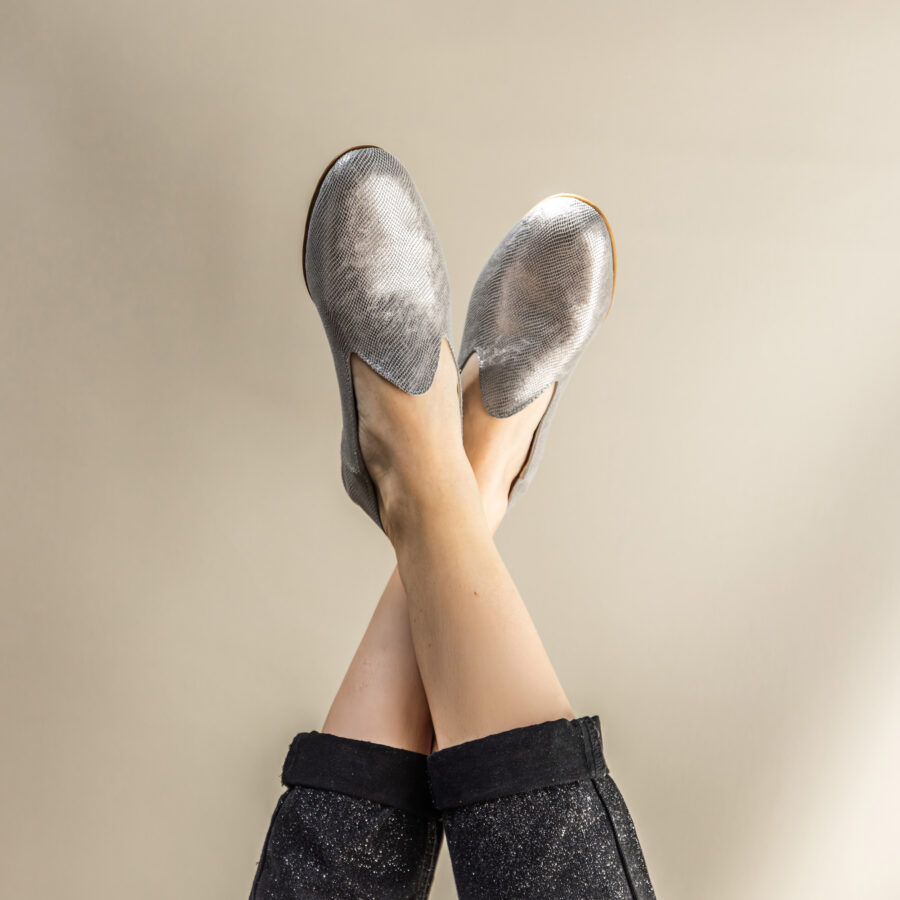 Mocassins slippers · argent serpent