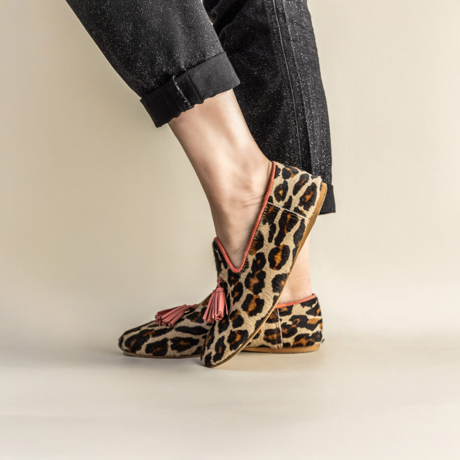 Mocassins slippers ·  léopard & rose