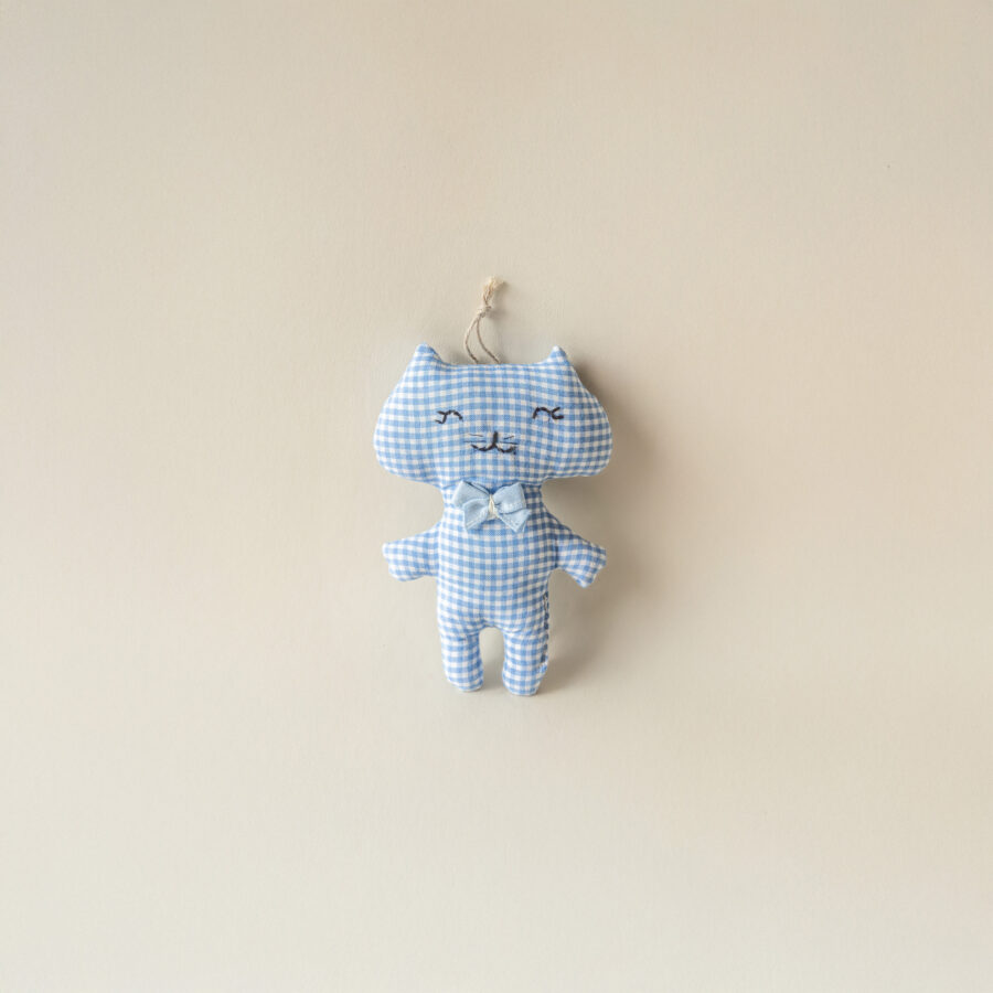 Mini chat vichy bleu
