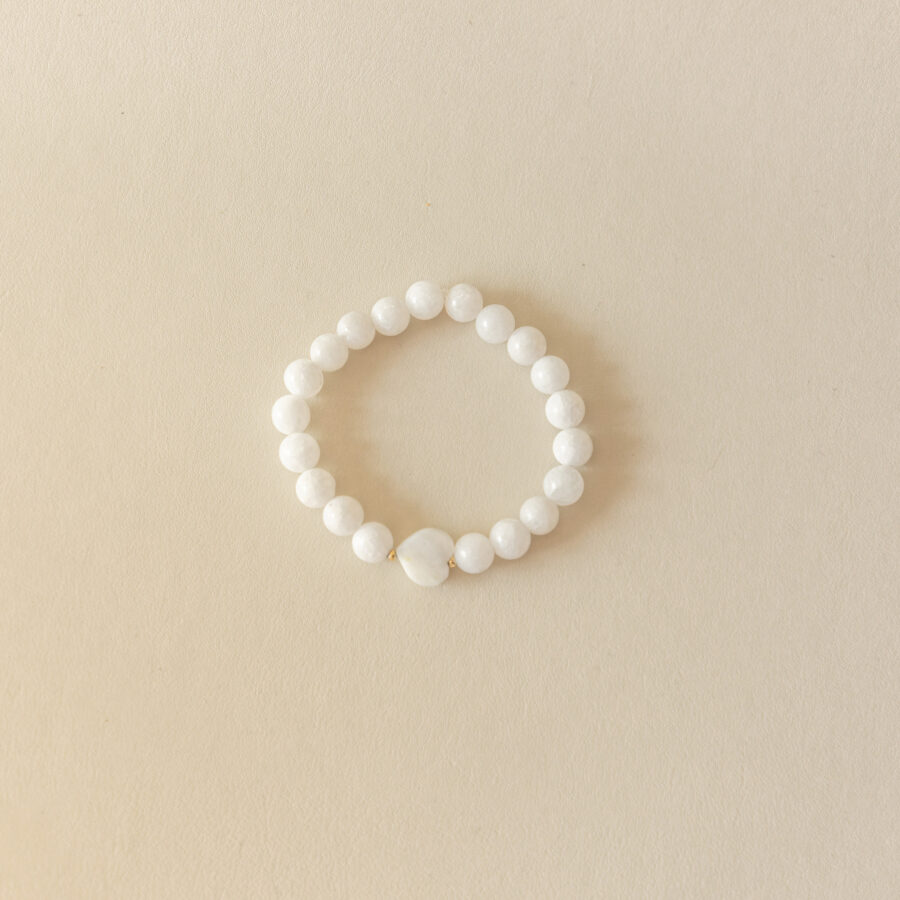 Bracelet agate blanche · cœur & perles – Image 3