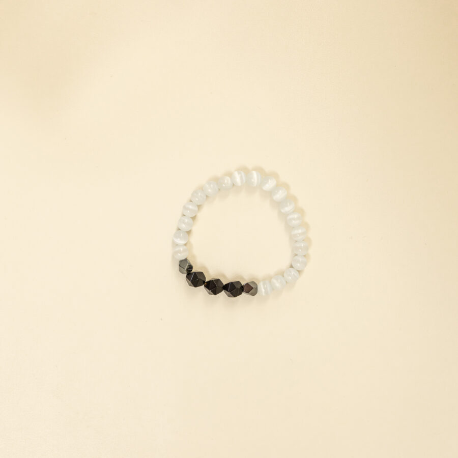 Bracelet homme – œil de chat, onyx & hématite – Image 2