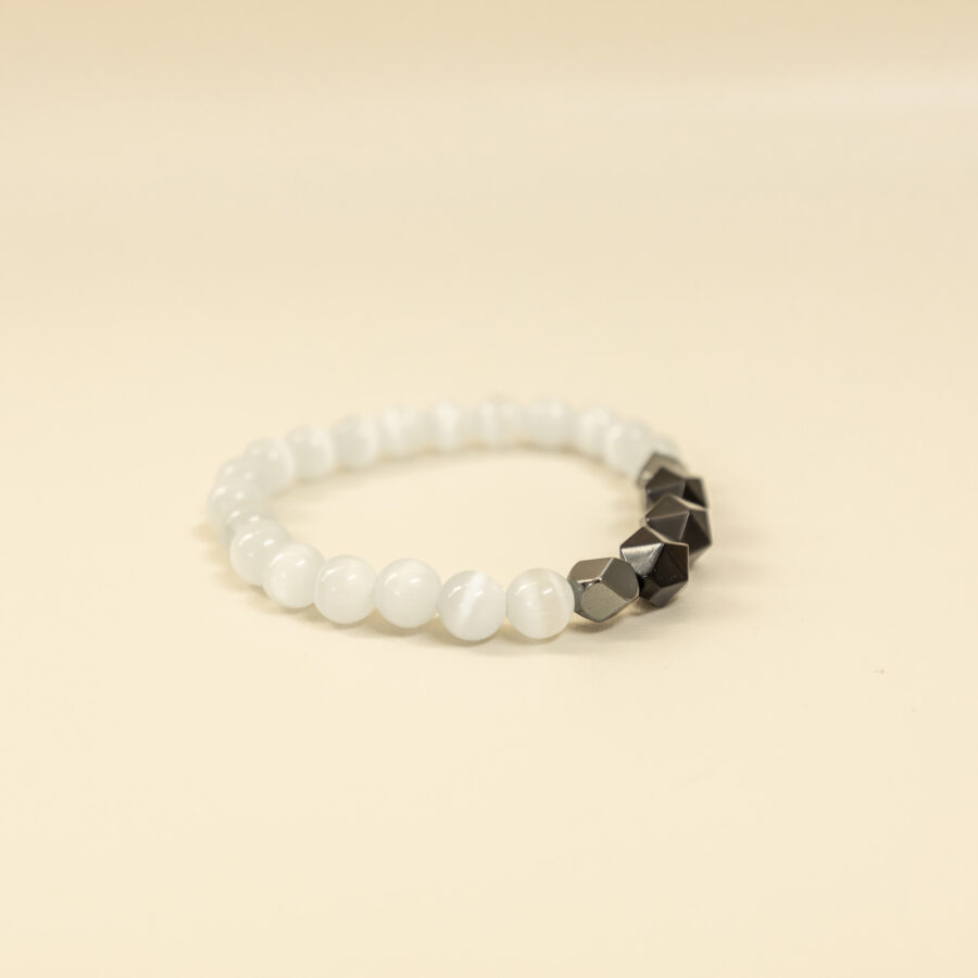 Bracelet homme – œil de chat, onyx & hématite – Image 3