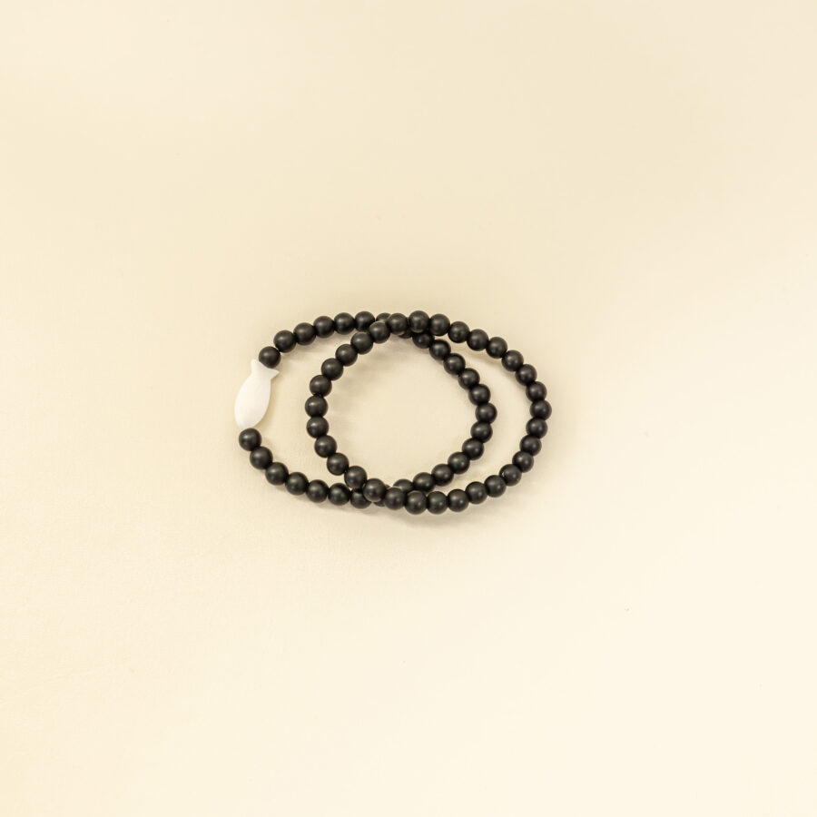 Bracelet homme – agate noire & nacre – Image 2