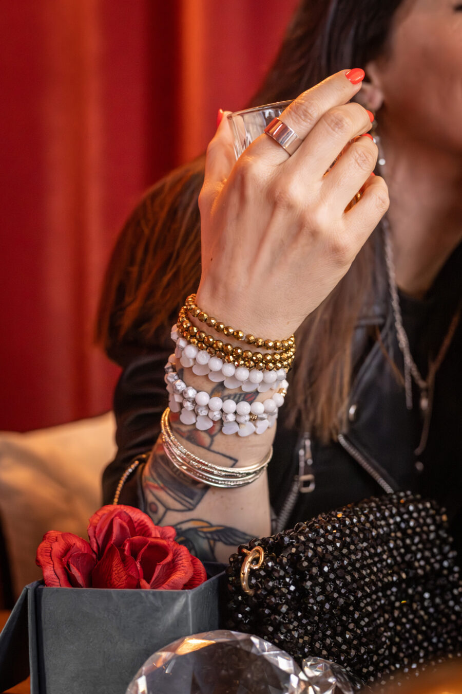 Bracelet femme – hématite chromée dorée – Image 2