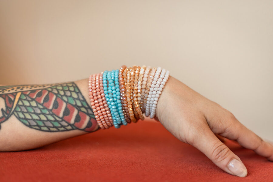 Bracelet cristal · corail · À l’unité ou en lot