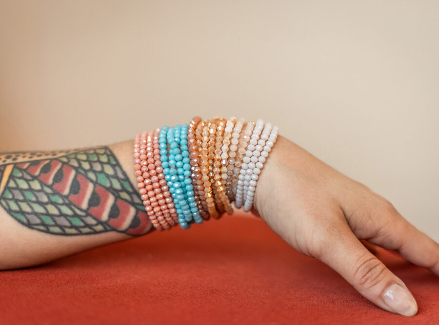 Bracelet cristal · corail · À l’unité ou en lot