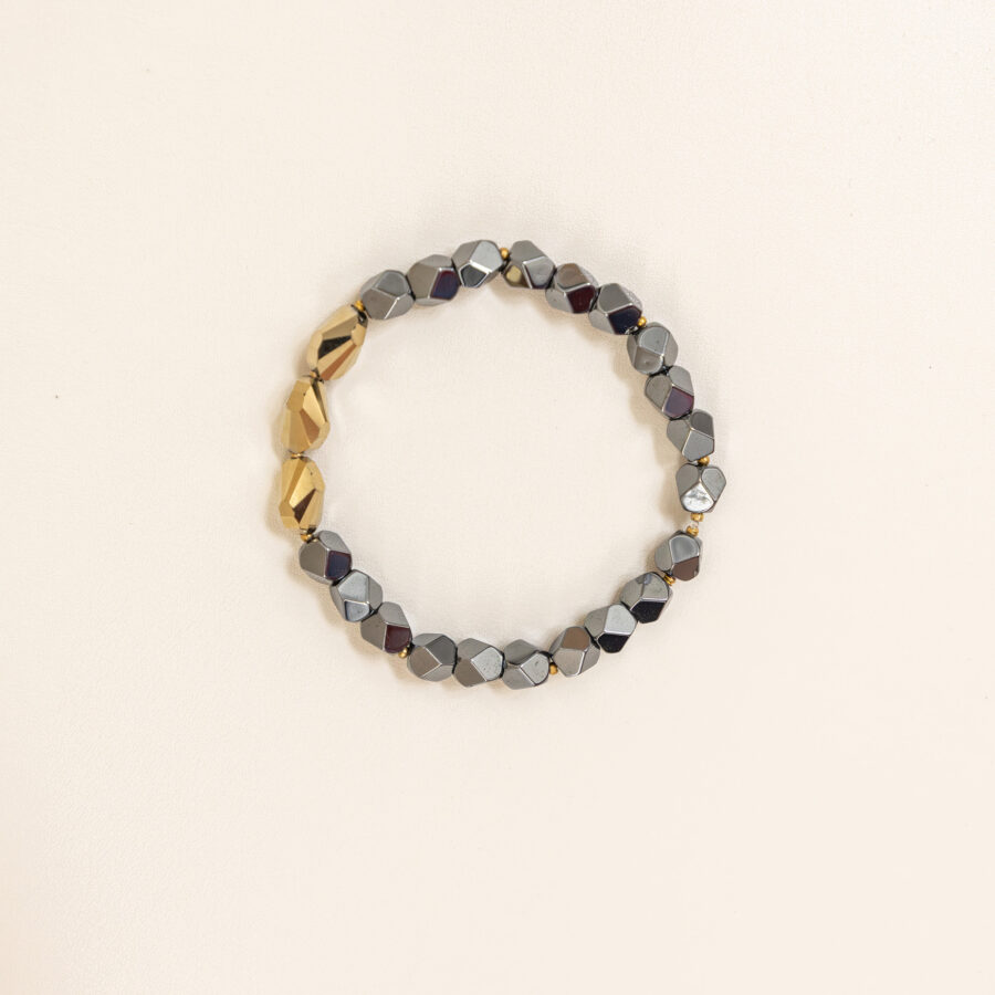 Bracelet homme – hématite & hématite dorée