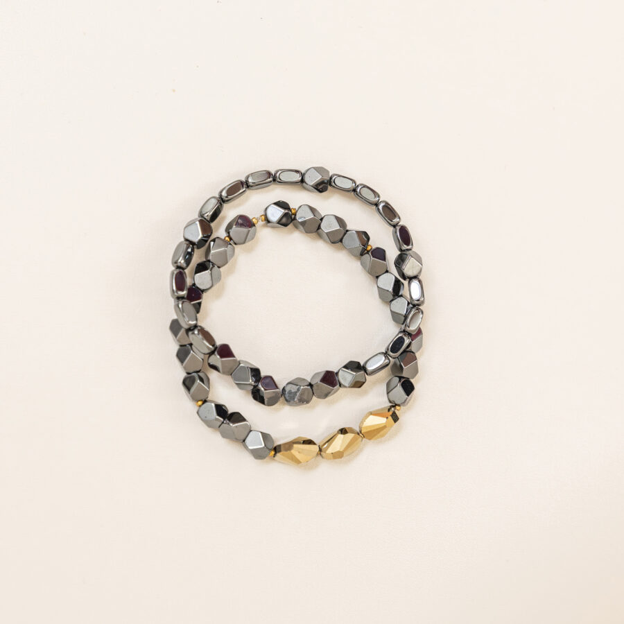 Bracelet homme – hématite & hématite dorée – Image 3