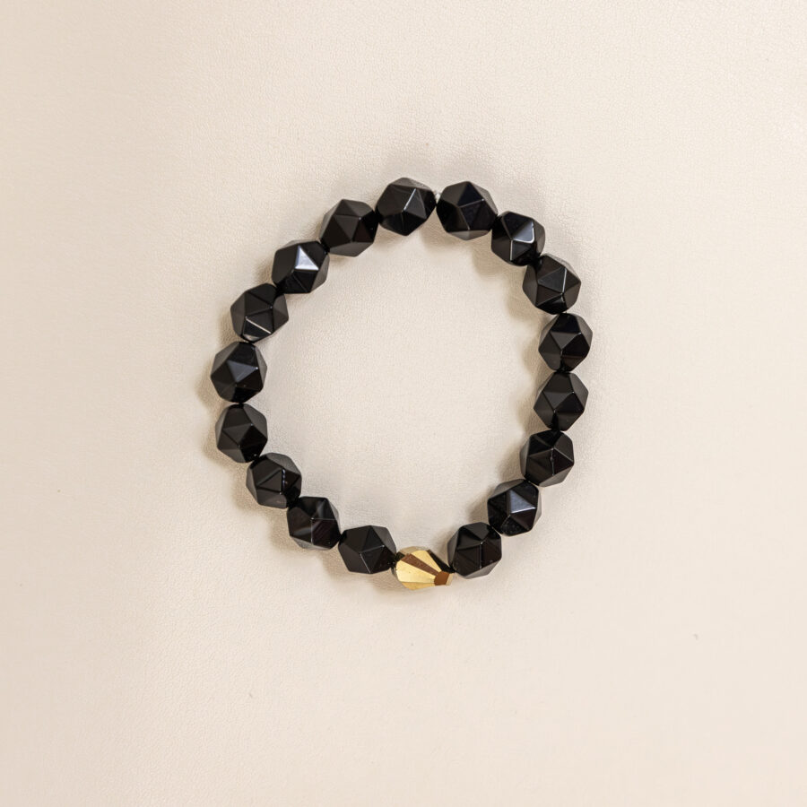 Duo de bracelets – onyx noir & hématite dorée – Image 2