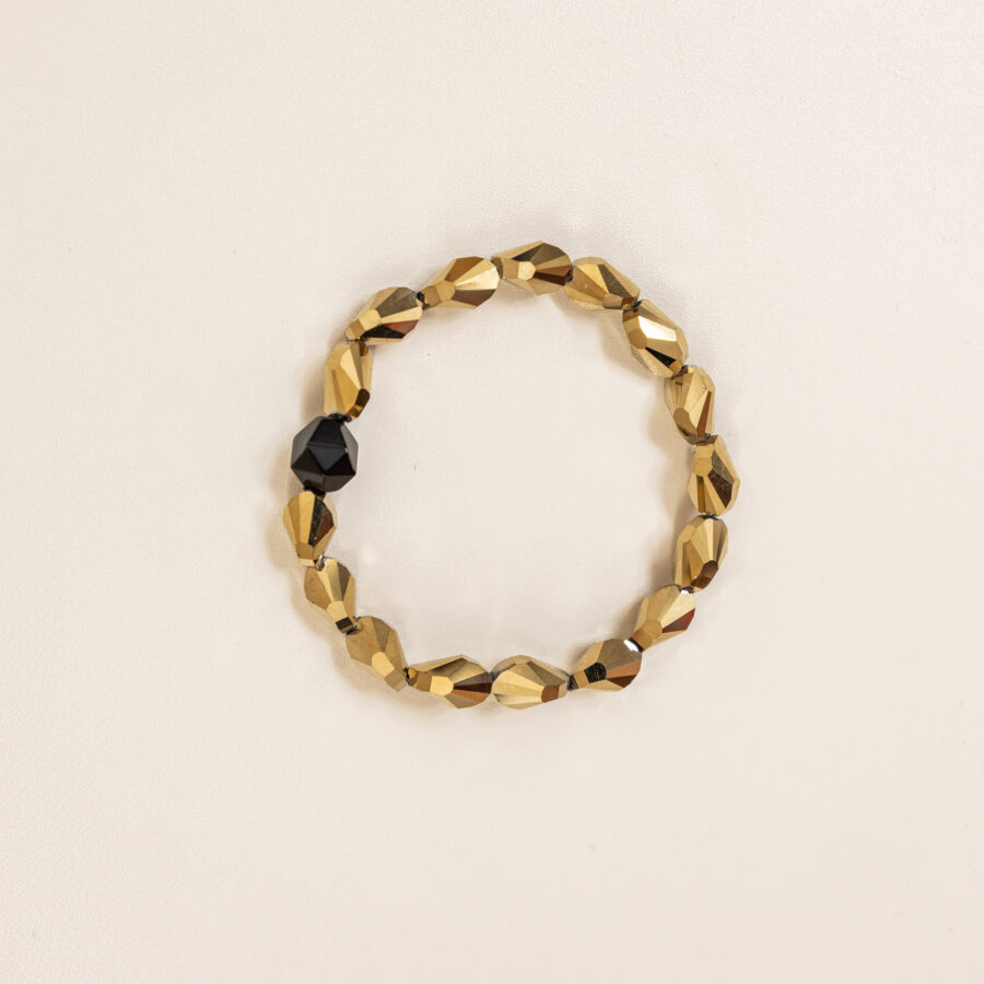 Duo de bracelets – onyx noir & hématite dorée – Image 3