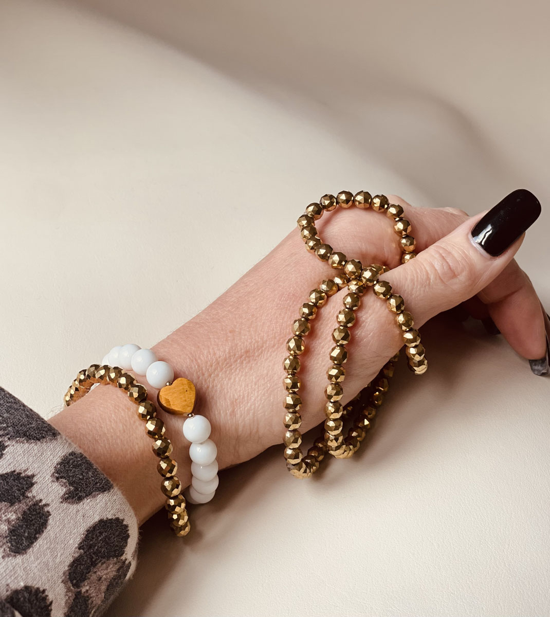 Bracelet agate blanche · cœur doré – Image 4