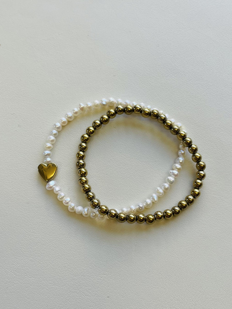 Bracelet perles eau douce · cœur hématite doré – Image 6