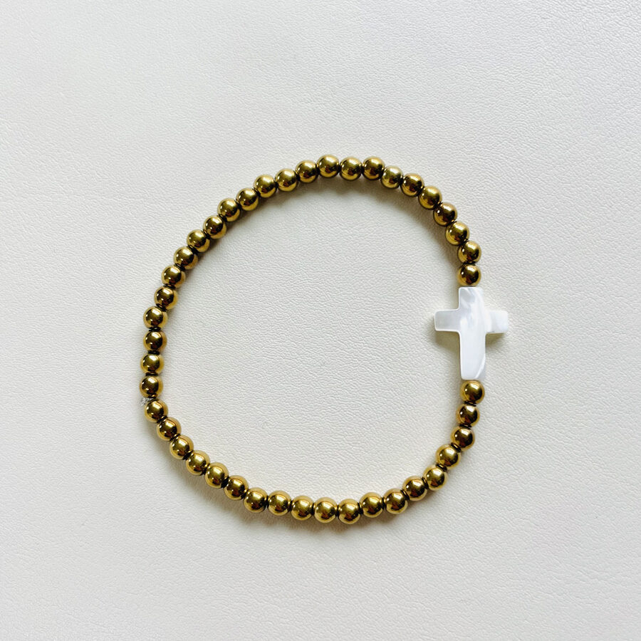 Bracelet · hématite dorée & nacre